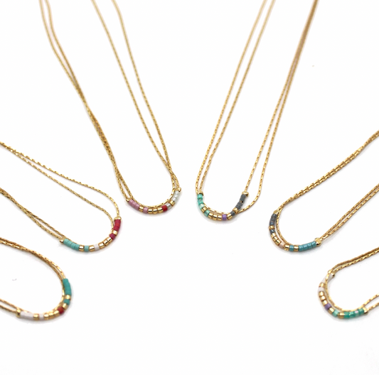 Miyuki Seed Bead Double Mini Strand Mix Necklace -N8-035