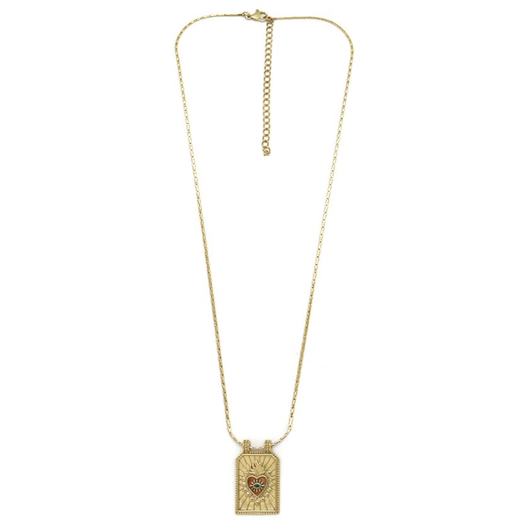 Flaming Heart Simple Gold Chain Necklace - N2-2605