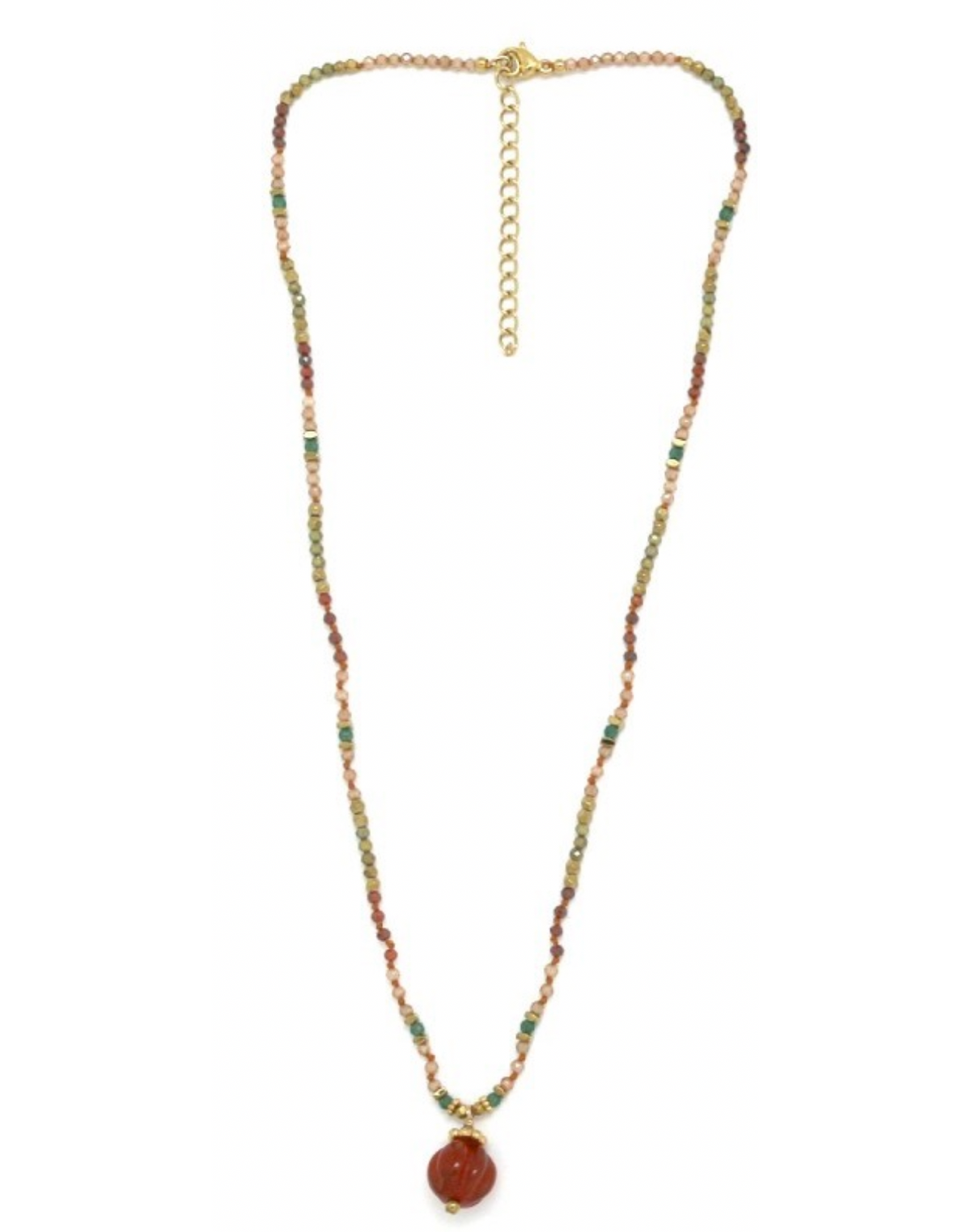 Single Bauble Hand-Knotted Stone Necklace- N2-2657A