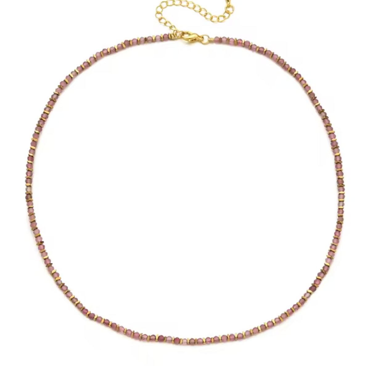 Mini Gold Nugget and Faceted Stone Single Strand Necklace - N2-2618