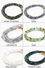 Load image into Gallery viewer, Mini Gemstone Necklace with Gold Heart Charm
