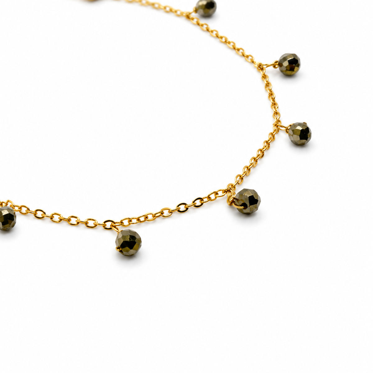 Delicate Pyrite 18K Gold Plate Bracelet -French Flair Collection- B1-2084