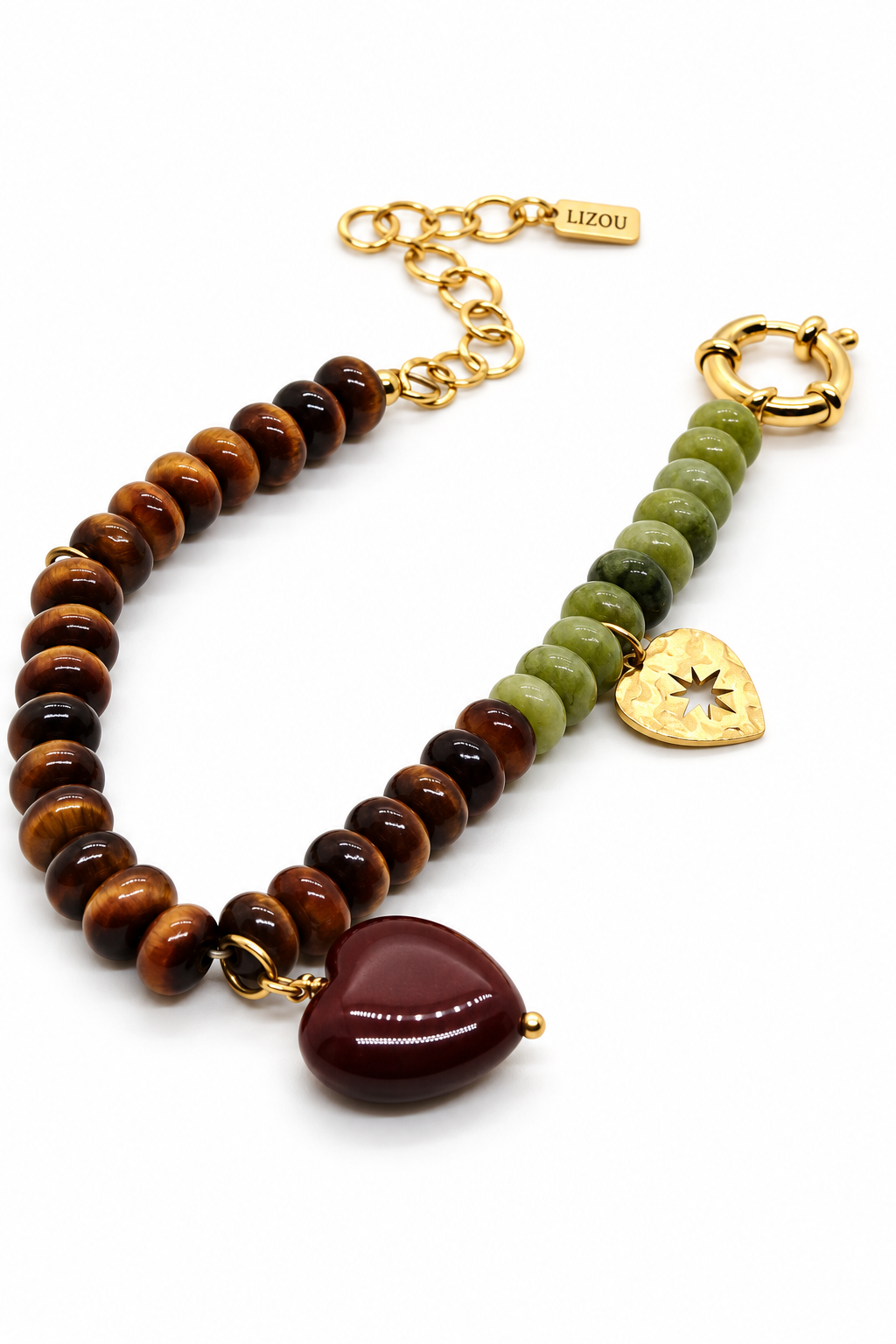Jasper Mix Heart Bracelet -French Flair Collection- B1-2082