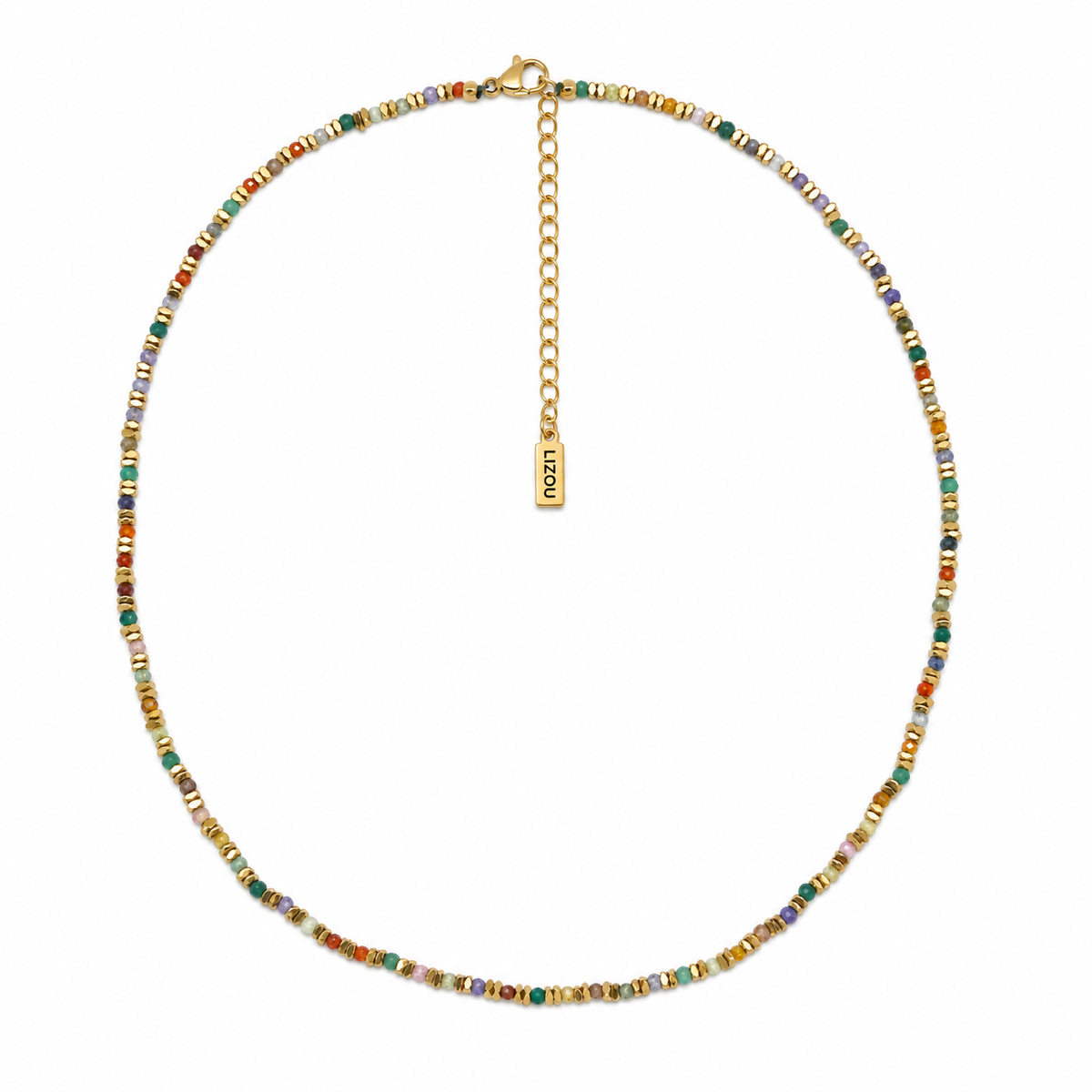 Faceted Zirconium and 18K Gold Plate Nugget Necklace - N2-2792