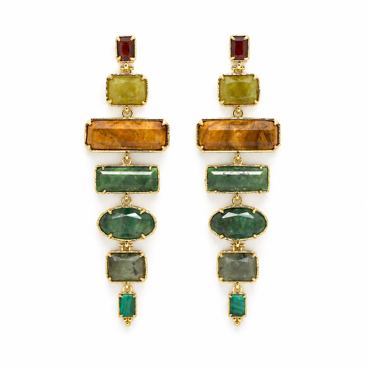 Jasper Mix Stone Dangle Earrings - E4-502B