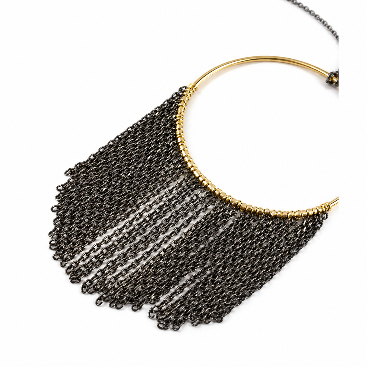 Long Chain Necklace with Open Fringe Circle -The Classics Collection- N2-956