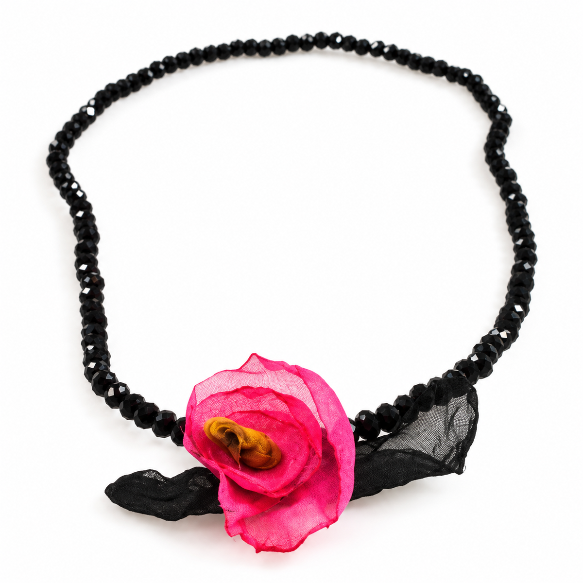 Black Double Crystal Flower Bracelet -The Classics Collection- B1-1019