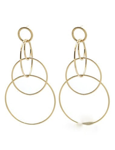 Linked Hoops 24K Gold Plate Earrings E4-167 -French Flair Collection-