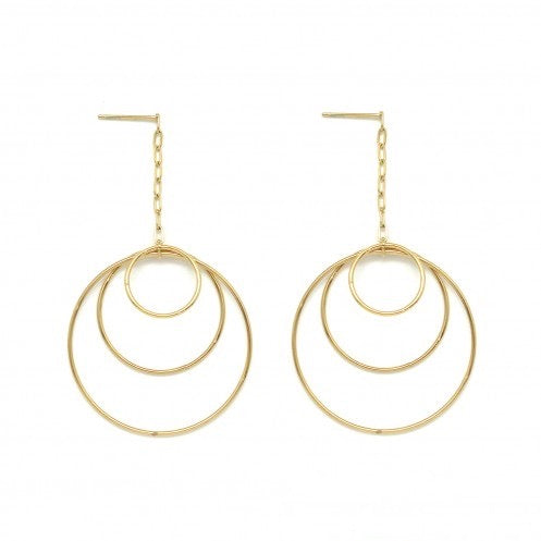 Triple Hoop 24K Gold Plate Earrings E4-170 -French Flair Collection-