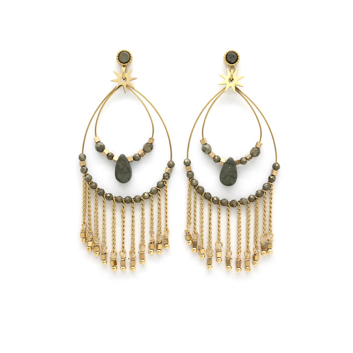 Pyrite Dangle Earrings -French Flair Collection- E4-152