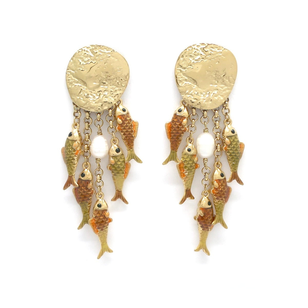 Five Fall Fish Hammered Earrings - E4-449