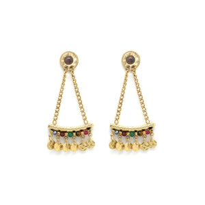 Triangle Brush Semi Precious Stone Earrings -French Flair Collection- E4-145