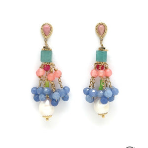 Droplet Stone and Pearl Earrings E4-173 -French Flair Collection-
