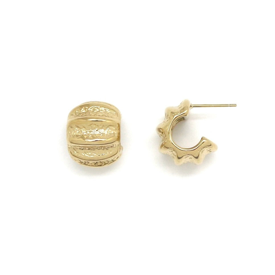 Gold Folded Style Huggie Earrings - E4-464