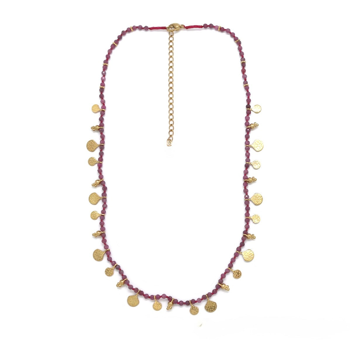 Double Gold Charm Ruby Short Necklace - N2-2721R
