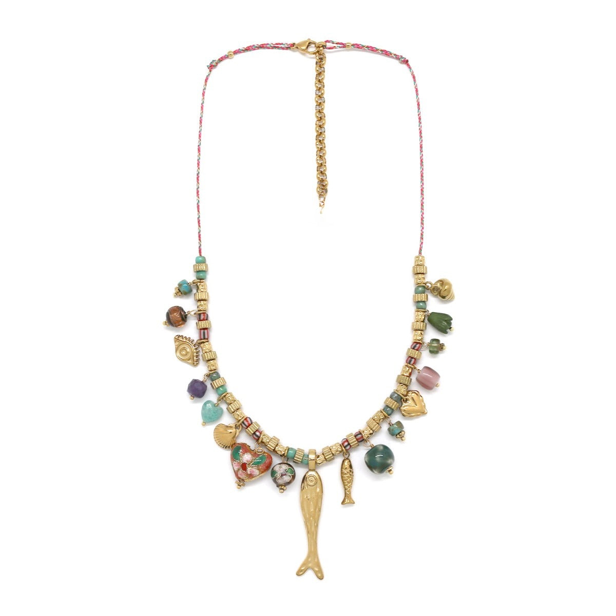 Gold Fish Charm Necklace - N2-2749