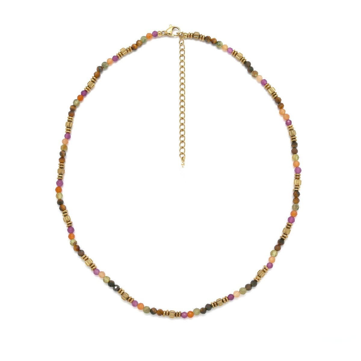 Short Semi Precious Stone and Gold Necklace - N2-2765A