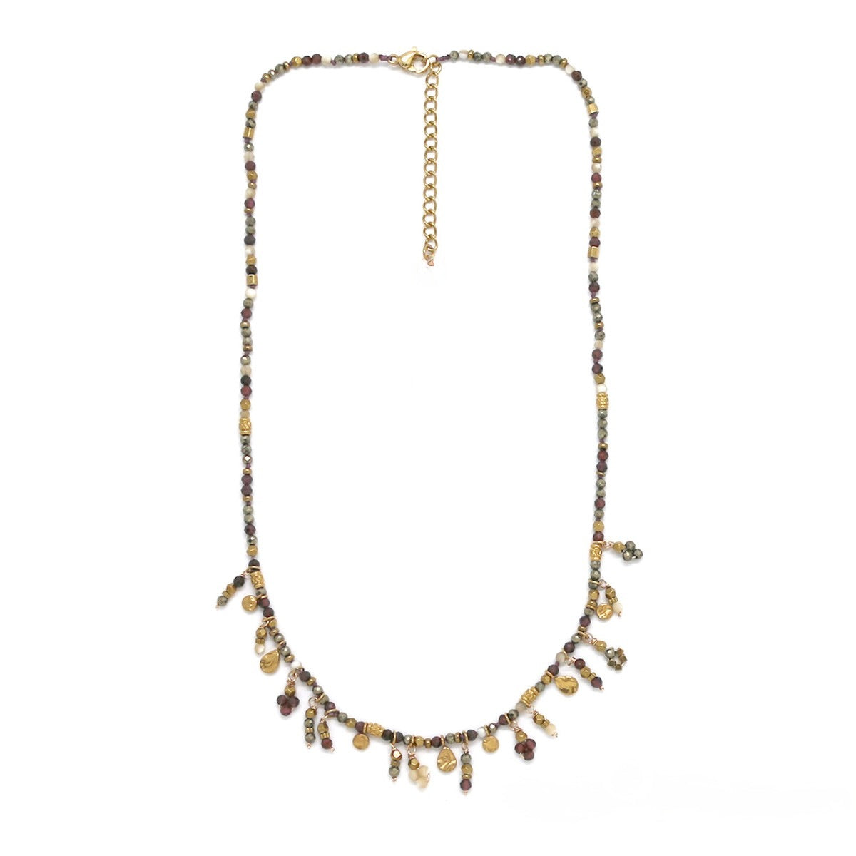 Mini Delicate Mixed Stone with Charms Necklace - N2-2714G
