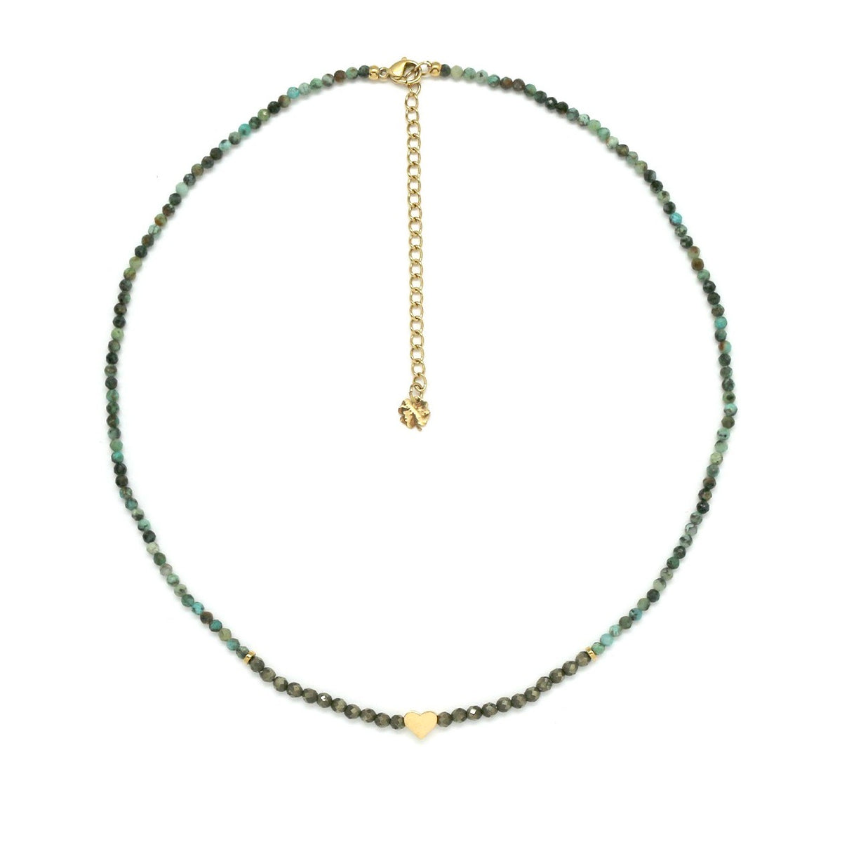Beautiful and Delicate African Turquoise and Pyrite Heart Necklace -N2-2298