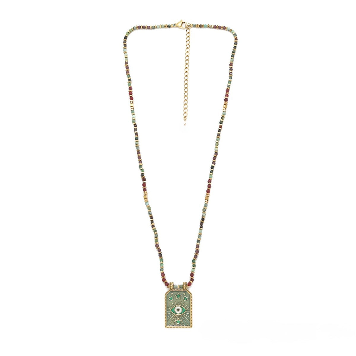 Sun Evil Eye Semi Precious Stone Beaded Necklace - N2-2718A