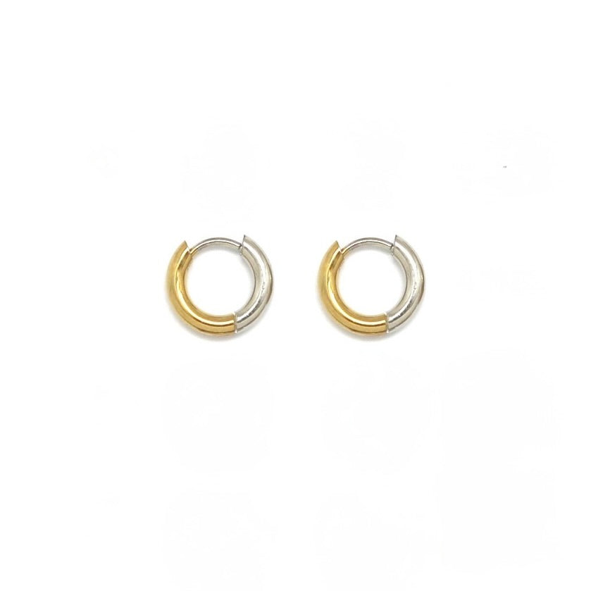 Two Tone Huggie Hoop Earrings - E4-388