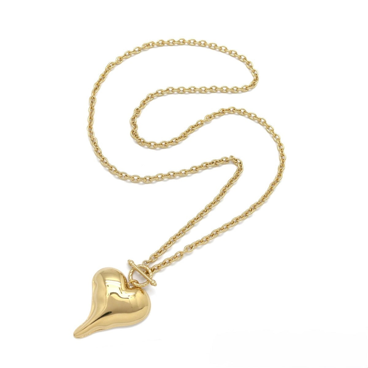 Gold Heart Toggle Chain Necklace - N2-2740