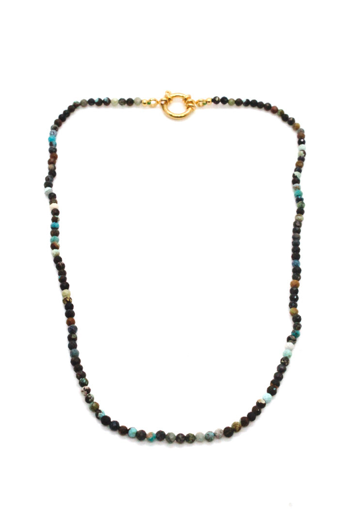 Short African Turquoise Faceted Necklace -French Flair Collection- -2269