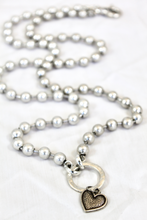 Load image into Gallery viewer, Convertible Short or Long Ball Chain Necklace with Small Silver Heart -The Classics Collection- N2-505
