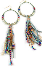 Load image into Gallery viewer, Crystal Beaded Hoop Earrings with Tassel - -57T
