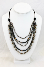 Load image into Gallery viewer, Semi Precious Stone and Silver Hand Knotted Short Necklace on Genuine Leather -Layers Collection- NLS-Adventure

