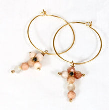 Load image into Gallery viewer, Faceted Semi Precious Stone Beaded Cross Earrings - E050
