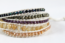 Load image into Gallery viewer, Ecru - Stone and Crystal Mix Leather Wrap