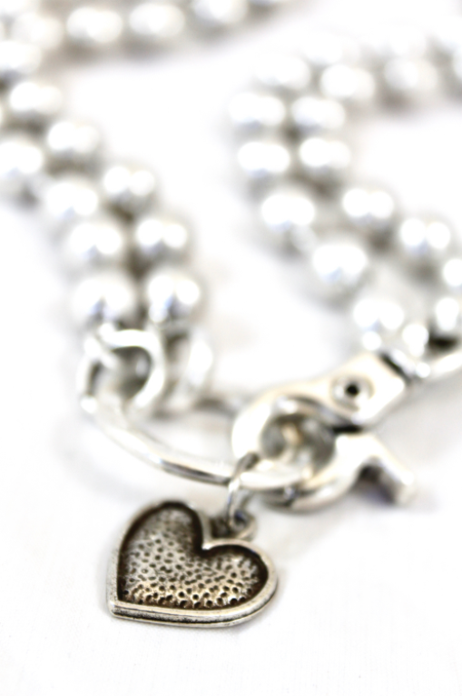Convertible Short or Long Ball Chain Necklace with Small Silver Heart -The Classics Collection- N2-505
