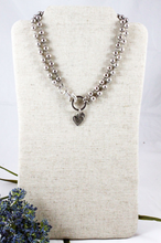 Load image into Gallery viewer, Convertible Short or Long Ball Chain Necklace with Small Silver Heart -The Classics Collection- N2-505
