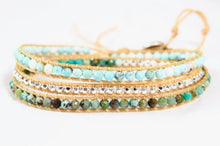 Load image into Gallery viewer, Artemis - Turquoise and Silver Nugget Vegan Three Wrap

