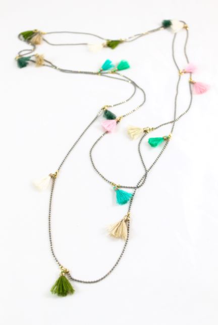 Wrap Necklace with Tiny Tassels -The Classics Collection- N2-858