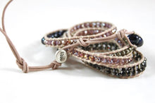 Load image into Gallery viewer, Augusta - Purple Crystal and Dark Pearl Wrap Bracelet

