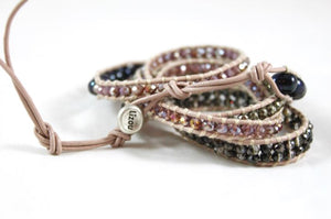 Augusta - Purple Crystal and Dark Pearl Wrap Bracelet