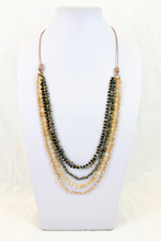 Load image into Gallery viewer, Crystal Mix Hand Knotted Long Necklace on Genuine Leather -Layers Collection- NLL-Cash