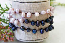 Load image into Gallery viewer, Hand Knotted Convertible Crochet Bracelet, Necklace, or Headband, Freshwater Pearl Mix - WR-022