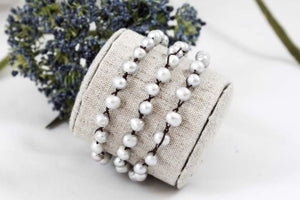 Hand Knotted Convertible Crochet Bracelet, Necklace, or Headband, Freshwater Pearls - WR-031