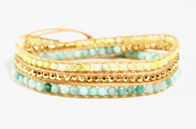 Load image into Gallery viewer, Isla - Semi Precious Stone Mix on Vegan Wax Leather Cord Wrap Bracelet
