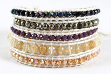 Load image into Gallery viewer, Ecru - Stone and Crystal Mix Leather Wrap