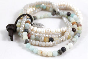 Freshwater Pearl and Amazonite Mix Luxury Bracelet - BL-Surf