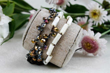 Load image into Gallery viewer, Hand Knotted Convertible Crochet Bracelet, Necklace, or Headband, Crystals and Mother of Pearl - WR-011