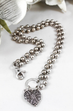 Load image into Gallery viewer, Convertible Short or Long Ball Chain Necklace with Heart Locket Charm -The Classics Collection- N2-473 (locket)