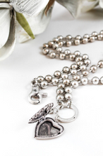 Load image into Gallery viewer, Convertible Short or Long Ball Chain Necklace with Heart Locket Charm -The Classics Collection- N2-473 (locket)