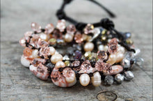 Load image into Gallery viewer, Hand Knotted Convertible Crochet Bracelet or Necklace, Crystals and Stones Mix - WR-103