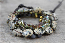 Load image into Gallery viewer, Hand Knotted Convertible Crochet Bracelet or Necklace, Crystals and Stones Mix - WR-102