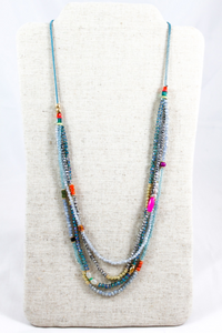 Delicate and Fun Stone and Crystal Layered Long Necklace -The Classics Collection- N2-590